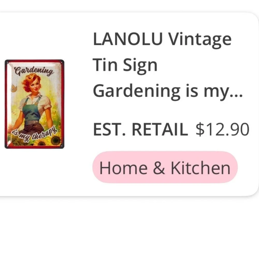 LANOLU Gardening Is My Therapy Retro Pin‎ Up Tin Sign Metal Wall Art 20315 NEW